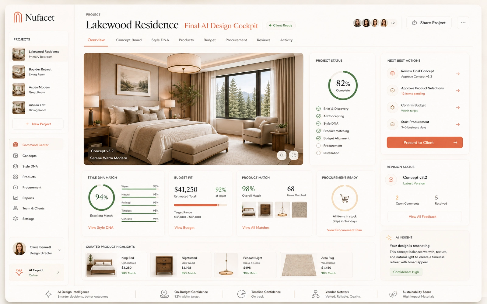 Nufacet AI interior design intelligence studio.